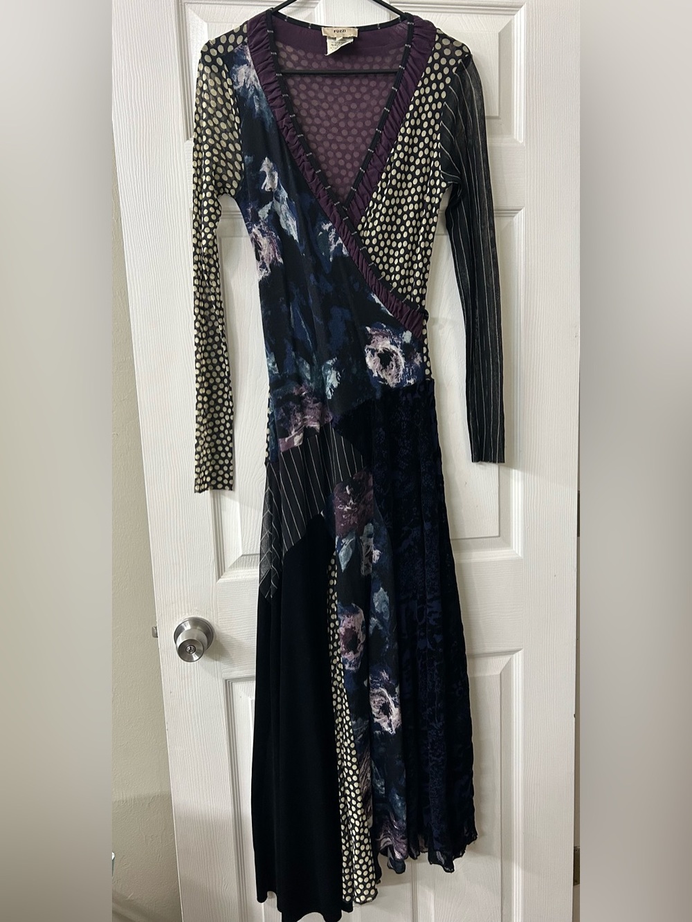 Fuzzi Multi Pattern Wrap Maxi Dress Sz L